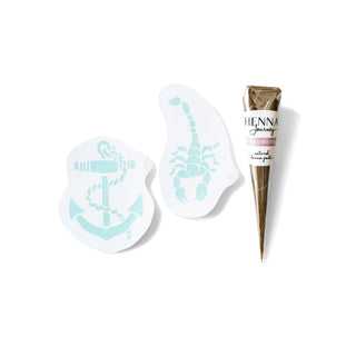 Mini kit "Ancoră și scorpion" tatuaje temporare cu henna și șabloane